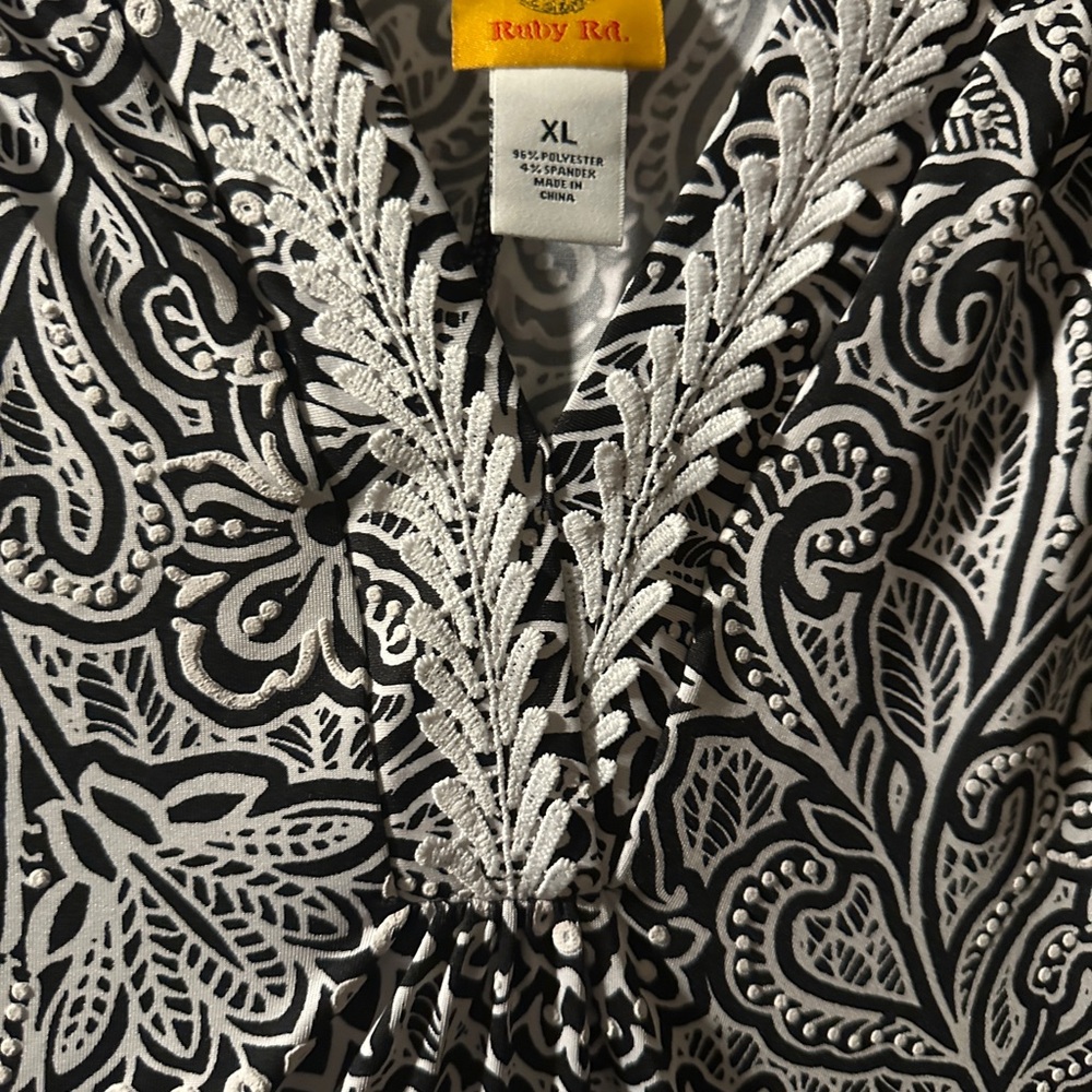 Ruby Rd. Black and White Paisley High Low Dress - Picture 3 of 3